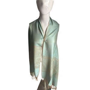 Pashmina Scarf 70 X 54 Shawl Wrap with Fringes and Floral Pattern